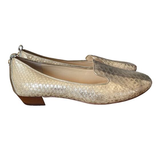 VC Signature Natalie Platinum Gold Leather Snake Print Flat Loafers size 9.5 - Picture 4 of 11